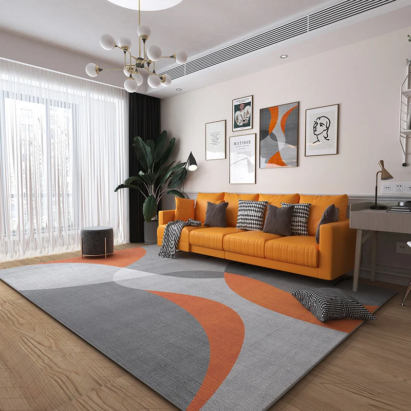 Modern Geometric Pattern Living Room Carpet Soft Non-slip Gaming Room Decoration Rug Light Luxury Easy Clean Coffee Tables Mat