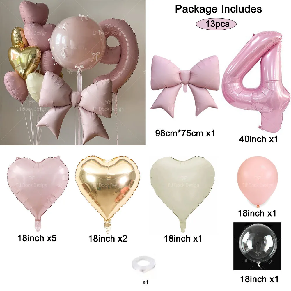 13 قطعة القوس الوردي كريم القلب بالونات الوردي عدد 1-9 احباط بالون للفتيات حفلة عيد ميلاد الزفاف المشاركة هدايا المناسبات