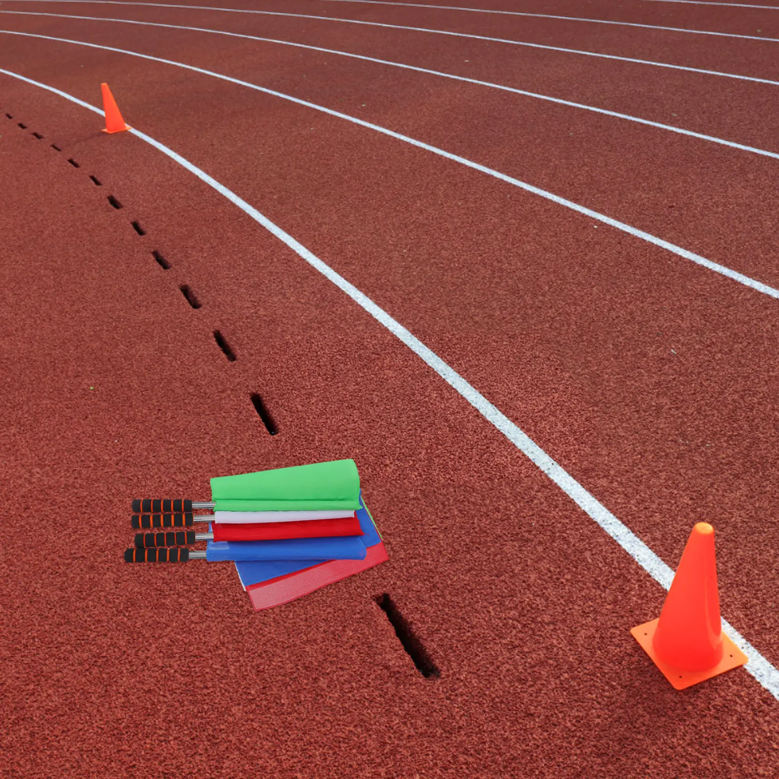 

Набор из 4 сигнальных флагов для спортивных мероприятий, высококачественные судейские флаги для легкоатлетических соревнований, с ручкой, впитывающей пот, для футбола