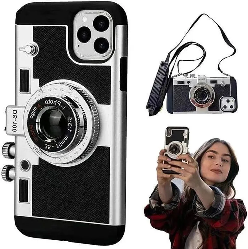 Emily w paryżu etui na telefon dla iPhone 14 13 12 11 Pro Max Plus X XS XR 8 7 6s Plus Retro kamera Crossbody powrót skrzynki pokrywa