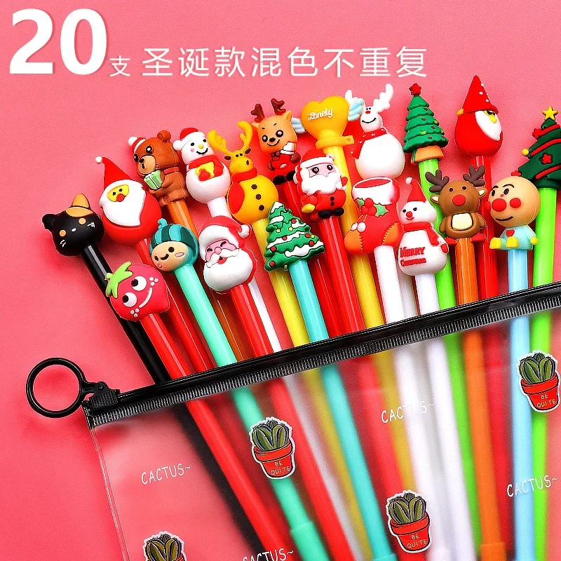 40pcs 60pcs 100pcs Nietzsche bear cartoon pen Christmas gift PVC creative children's net red pen creative super cute neutral pen