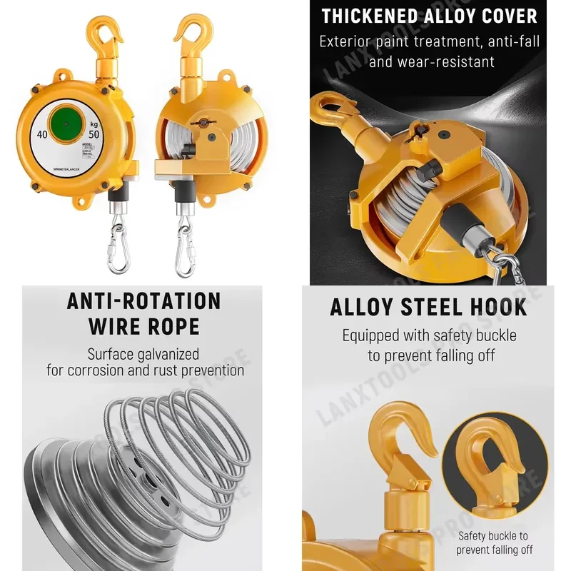 Spring Suspension Balancer Retractable Tool Balancer 30-80KG with Safety Hook Industrial Spring Balancer