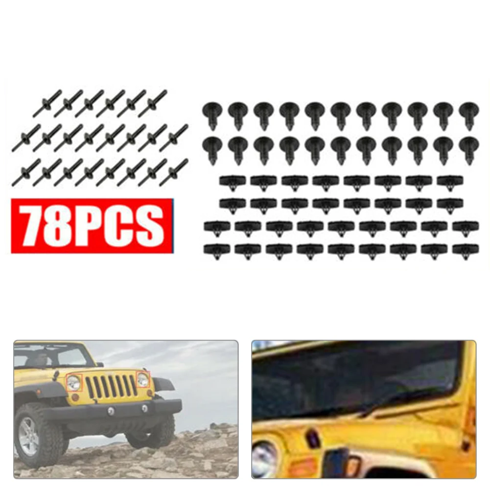 78PCS Full Fender Flare Hardware Clip Mounting Kit For Jeep Wrangler JK 07-18 Plastic Black Fastener Screw Exterior Parts