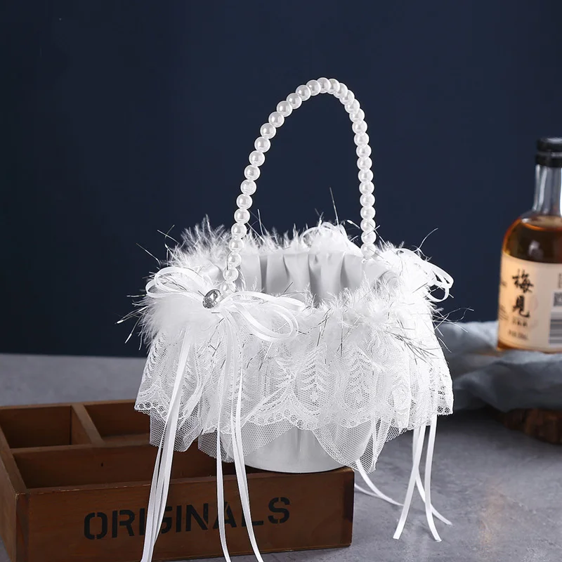 سلة زهور الأمريكية المصنوعة يدويًا من القوس ، مبعثر للفتيات ، لوازم الزفاف الرومانسية ، سلة زهور