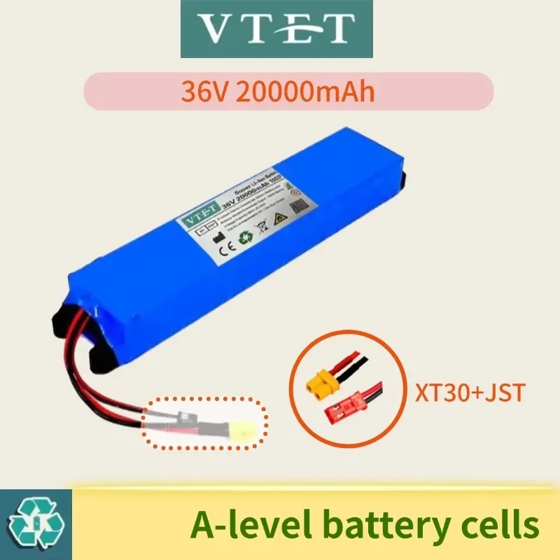 2024 NEW 36V 20Ah 18650 Lithium Battery Pack 10S3P 20000mah 500W Same Port 42V Scooter M365 Ebike Power Battery with BMS can DIY