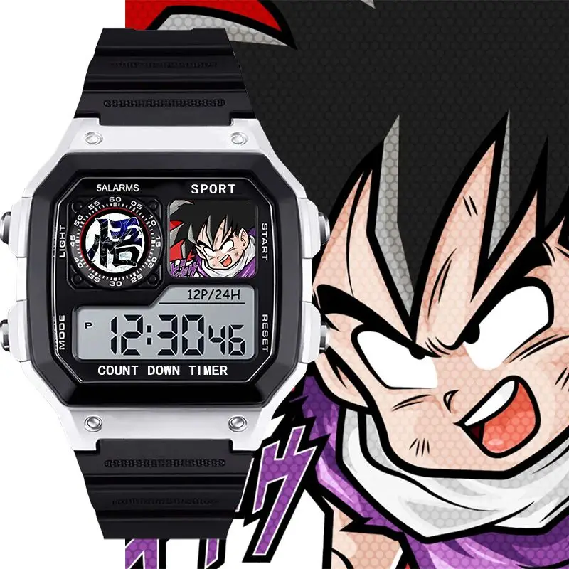Dragon Ball Children's Watch Digital Display Waterproof and Anti-Fall Chronograph Sports Alarm Clock Gogeta Vegeta Holiday Gift