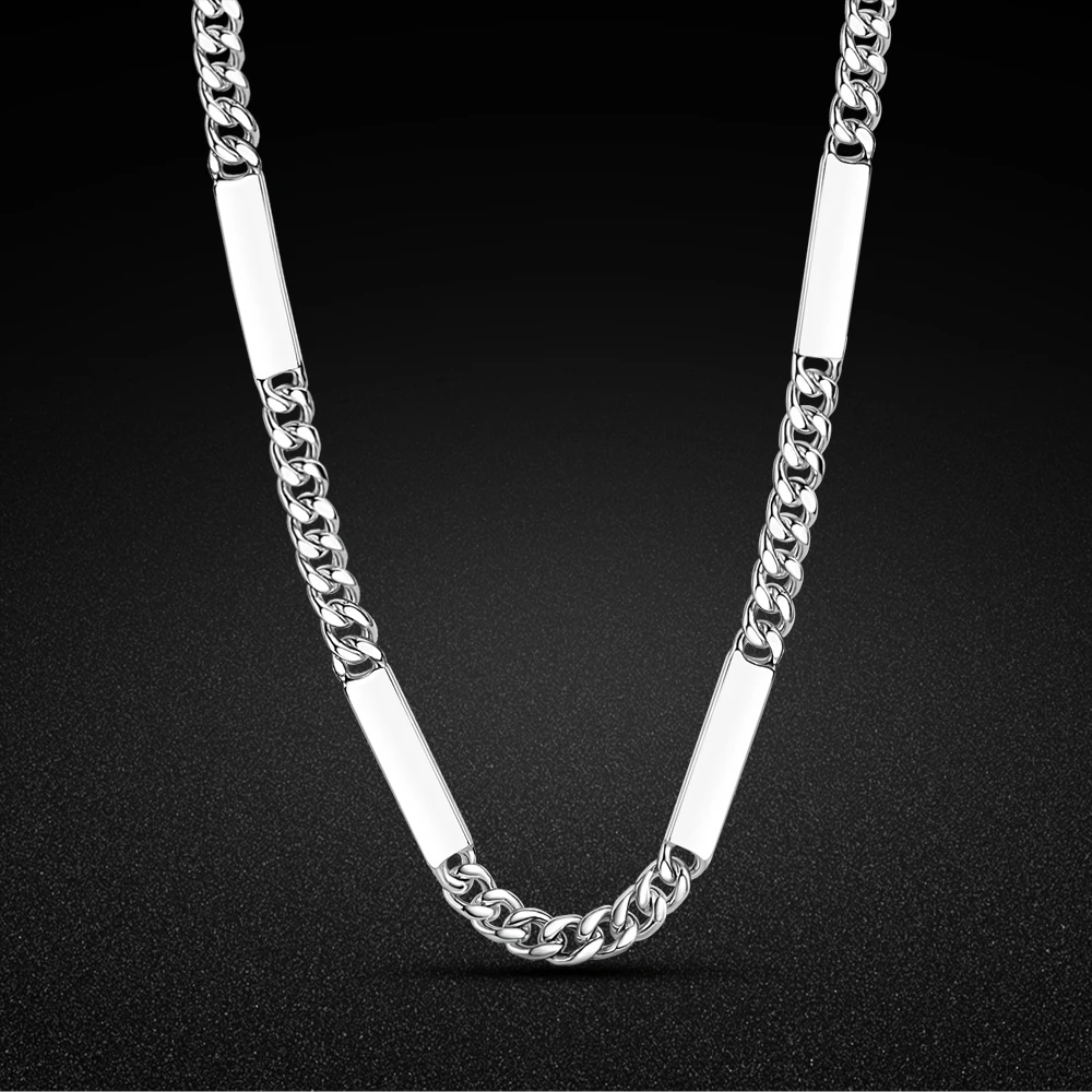 925 Sterling Silver Chain Necklace for Men Women Long Chain Choker Collar Neck Lace Pendant Silver Card Cuban Link Chain Choker