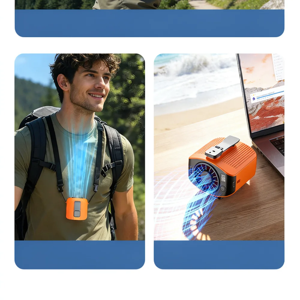Hands Free Personal Fan Neck Wearable Waist Clip Cooling Tool USB Charging Battery Operated Quiet Cooler For Summer Office