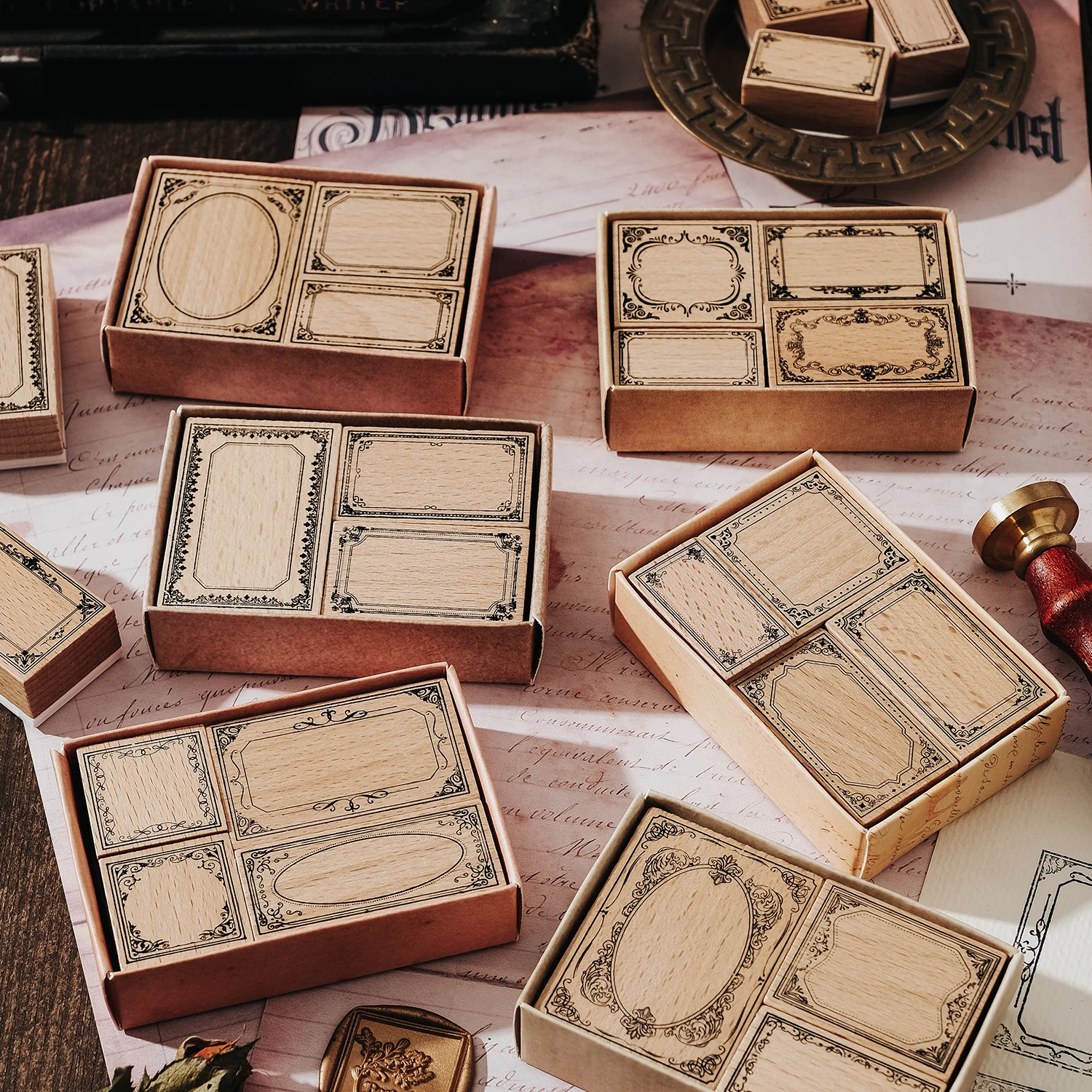 3~4 pieces DIY Retro Baroque border personalized seal Decoration invitation letter envelope letter signature Rubber seal