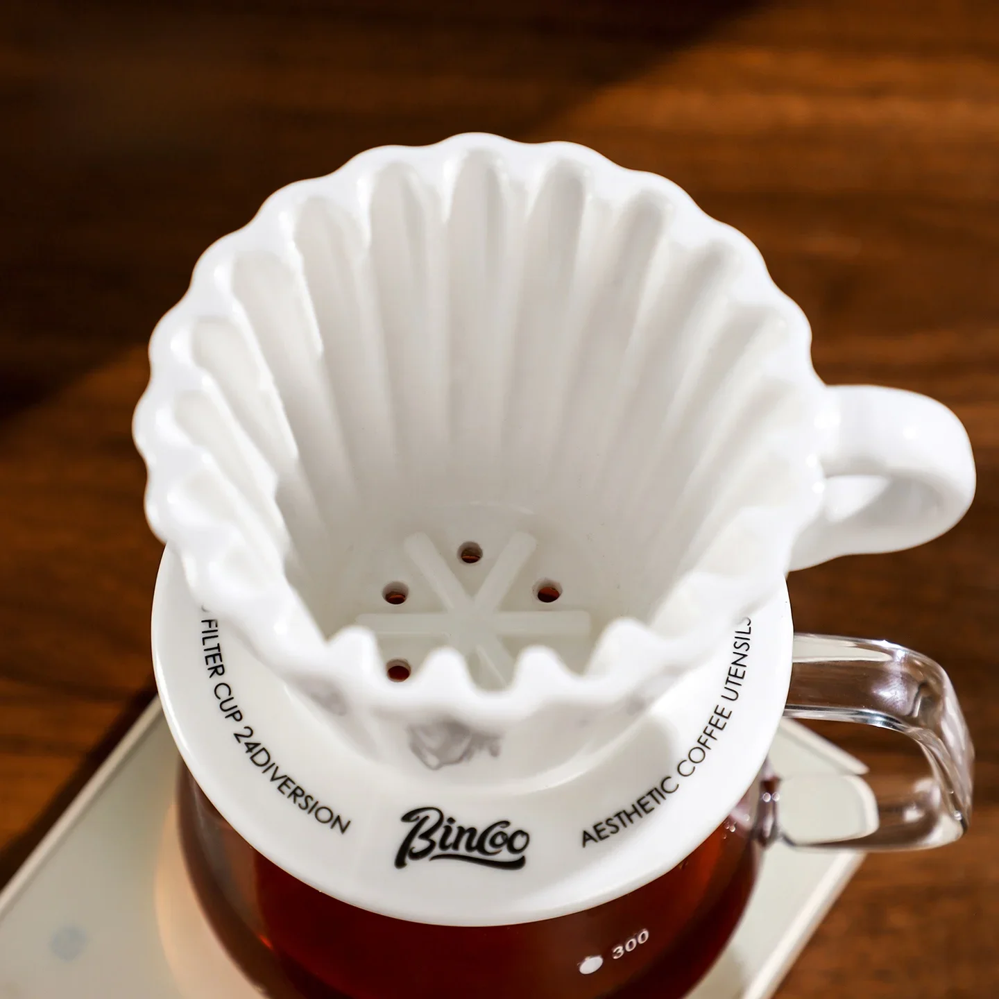 Bincoo Ceramic Hand-Poured Coffee Pot Set Flat Bottom Extraction Filter Pour-Over Coffee Dripper Cake Filter Cup Nordic Style