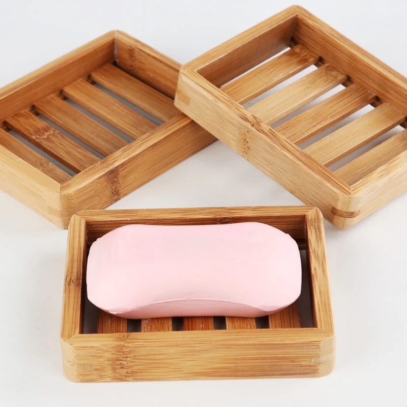 Tragbare Natürliche Bambus Seifenschalen Tablett Halter Lagerung Seife Rack Platte Container Bad Zubehör Lagerung Organizer