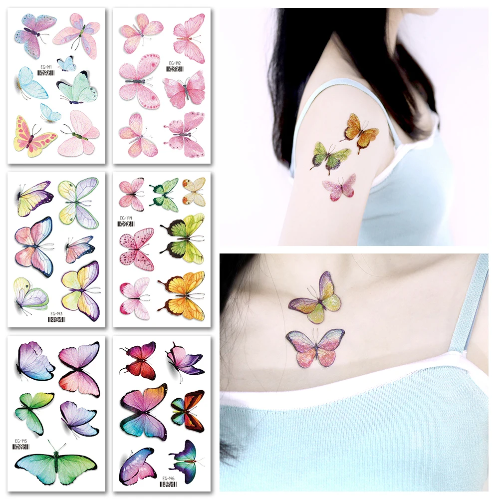 VeeCharm 1/20 Sheet Glitter Butterfly Temporary Tattoos for Girls Birthday Party Supplies Butterfly Party Favors Fairy Decor