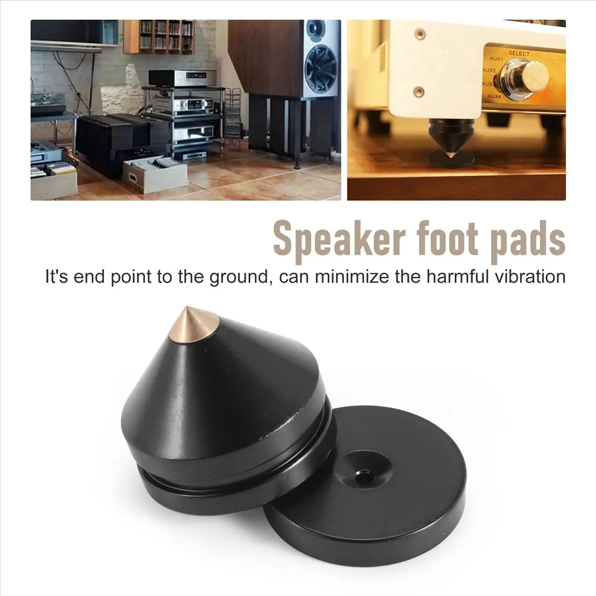 Exquisite- 8Sets Speaker Stand Feet Foot Pad Aluminium Alloy Metal (NOT Natural Wood ) Spikes Cone Floor Foot Nail M23X20