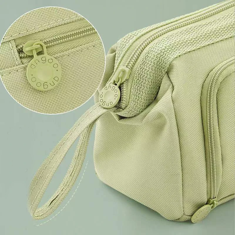 Cute Pencil Case Special Macaron Color Side Window Canvas Big Pencil Pouch Pen Box Storage Bag Student School Stationery