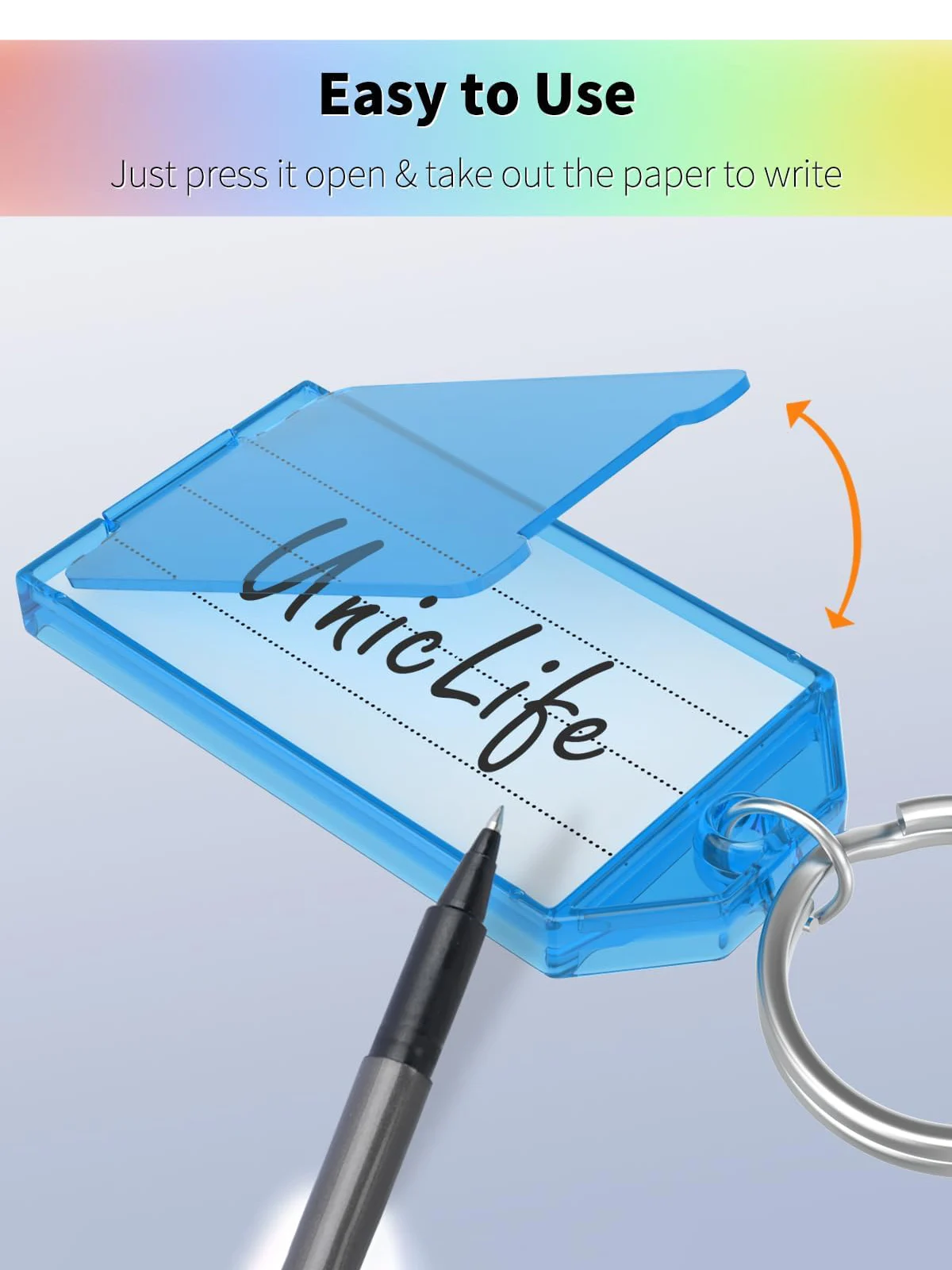 Key Tags 2 Inch Plastic Key Chain Tags with Ruled Blank Paper Labels Transparent Covers and Split Rings Sturdy Item Identifiers