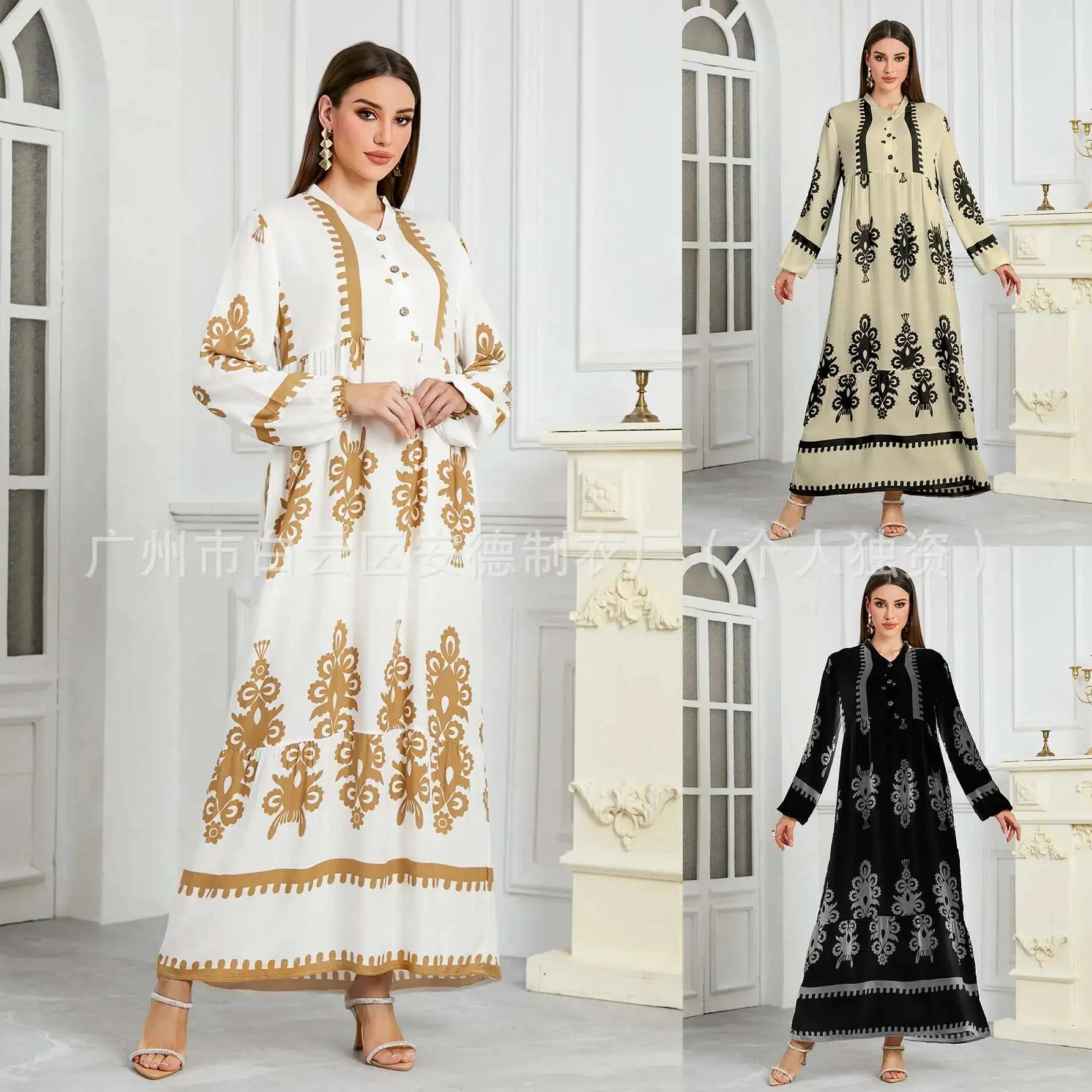 

New Women's Muslim Musilin Robe Loose, Comfortable, Fashionable Home Long Dress Robe Abaya Ramadan Dubai Luxury Islam Elegant