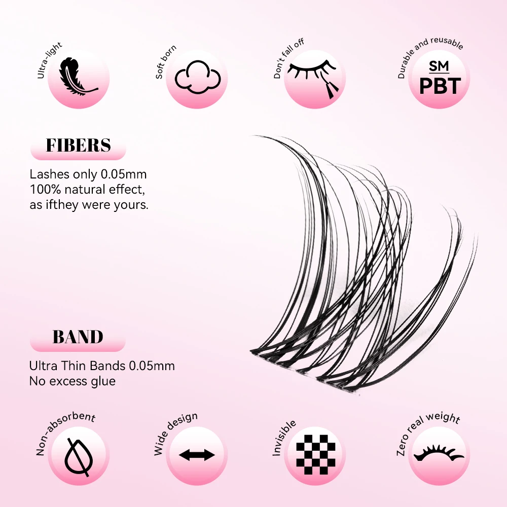 uCoolMe Venus Natural Cluster Lashes DIY False Eyelash Extensions Naturally Born Lash Look Long-lasting Waterproof Makeup Tools