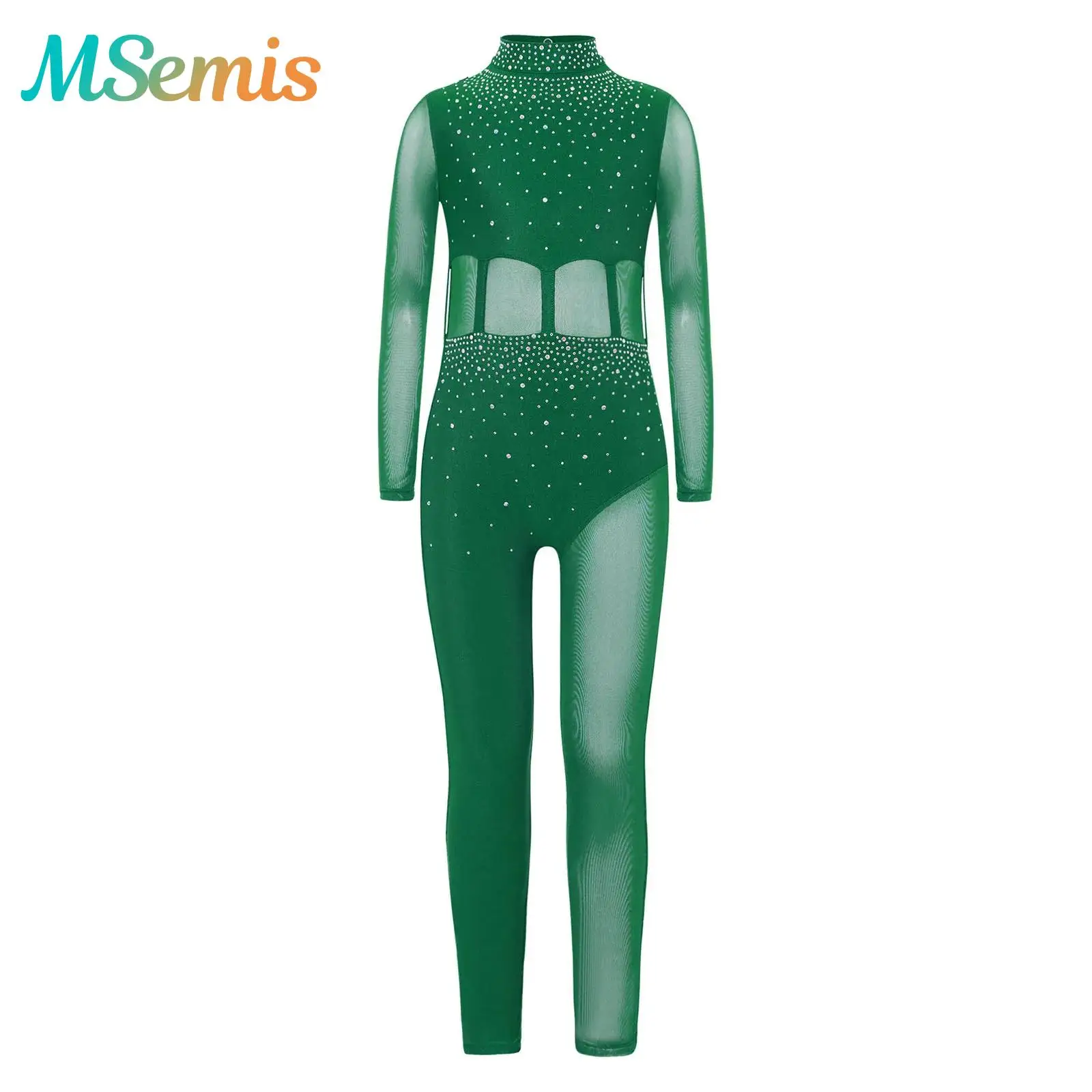 Crianças meninas brilhantes strass ginástica unitards macacão patinação artística traje pura malha ballet collant corpo inteiro bodysuit