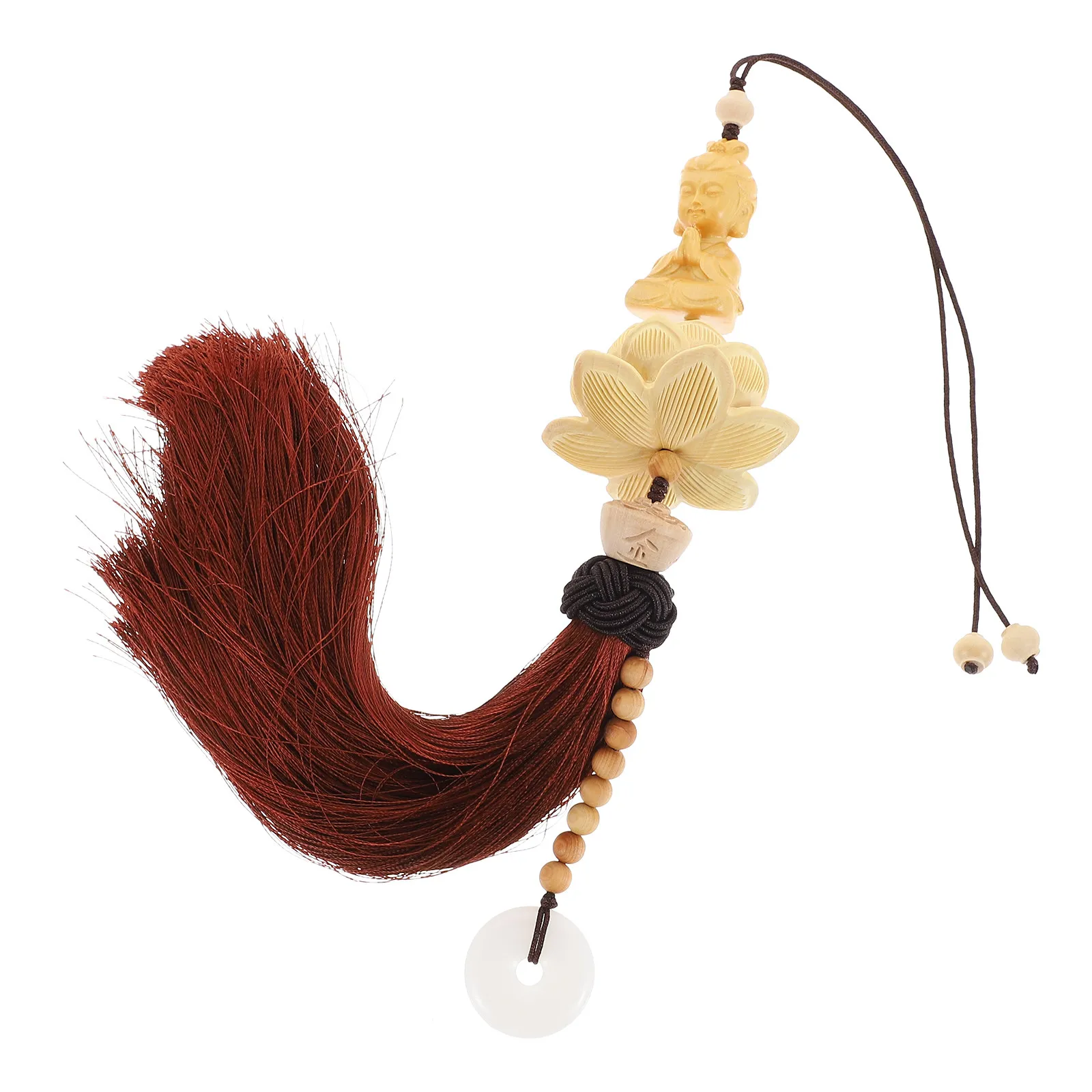 Guanyin Buddha Car Pendant Wood Lotus Hanging Decor Delicate Creative Retro Ornament for Auto Home Hanging Ornament