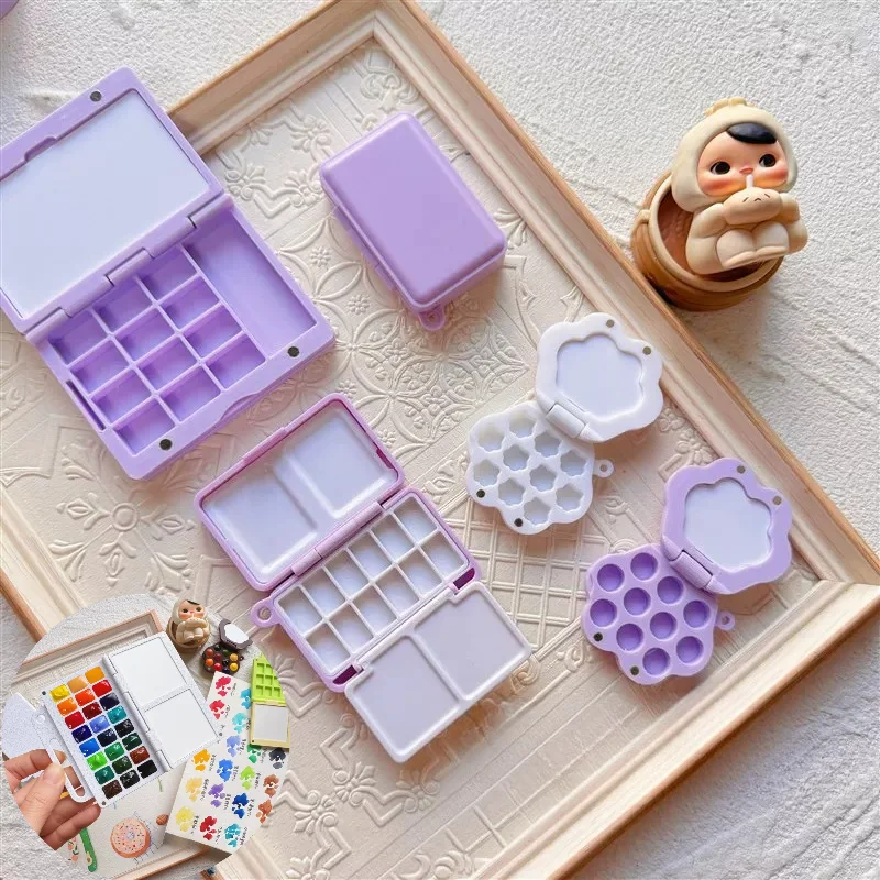 Mini Watercolor Paint Box Art Student Painting Storage Watercolor Acrylic Paints Outdoors Sketching Portable Watercolor Box