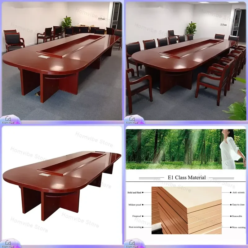 

Office Conference Table Wooden Veneer Meeting Desk for Home Office Business Workspace Modern Rectangular Executive Boardroom