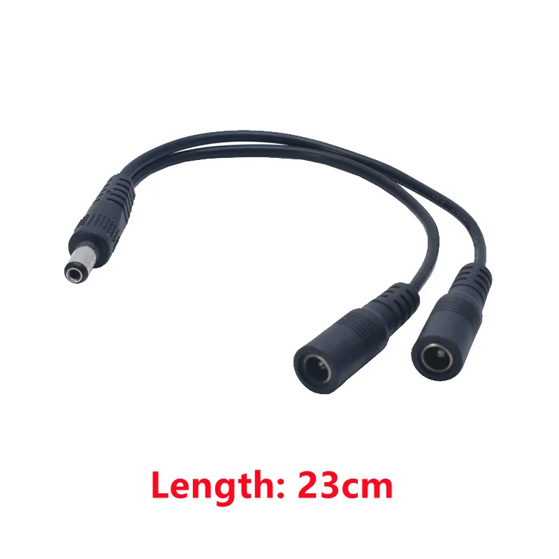 1pc 2 way DC Power adapter Cable 5.5mmx2.1mm 1 to 2 Male Female Splitter connector Plug extension for CCTV LED strip light c1