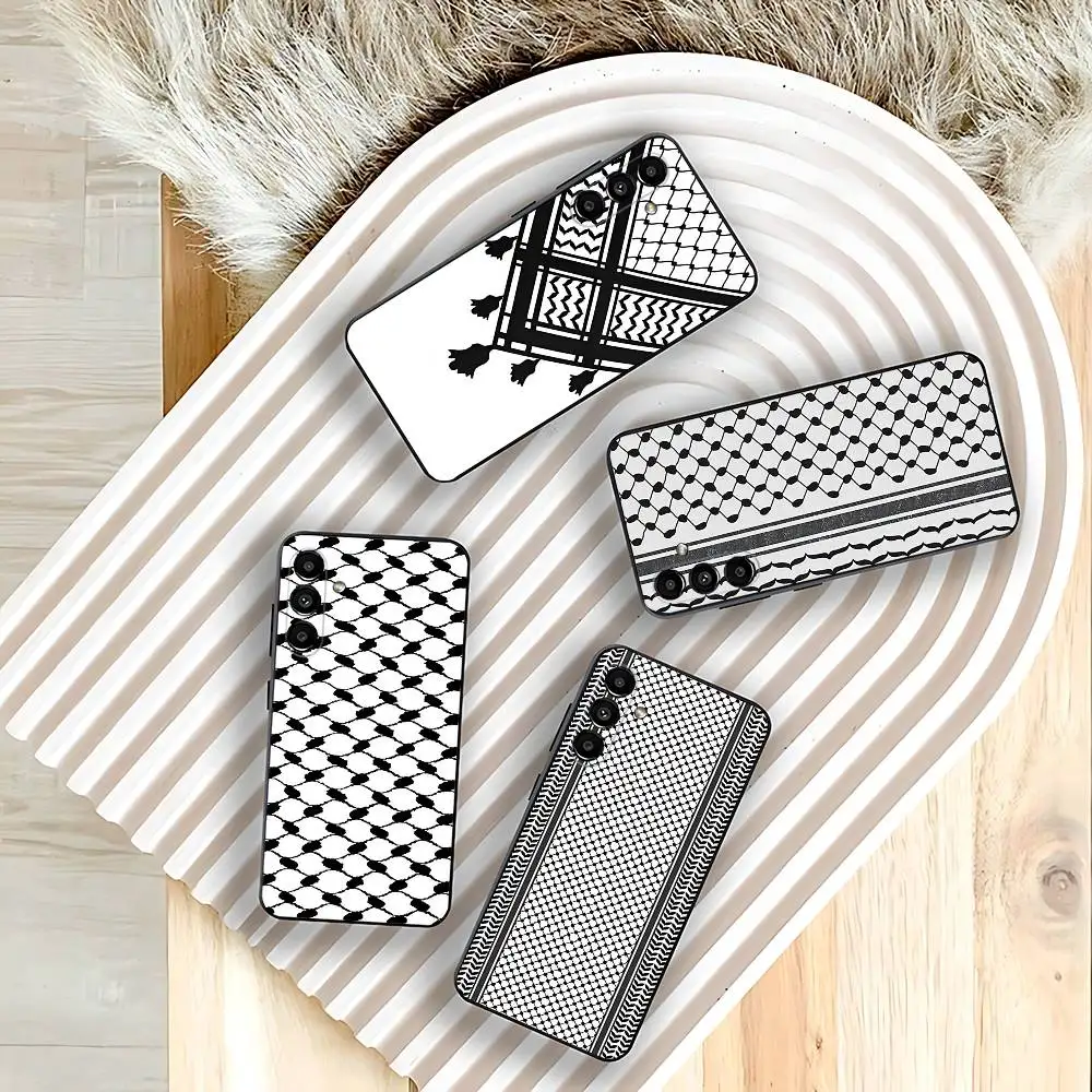 

Hattah Keffiyeh Pattern K-Kufiya Phone Case For Samsung Galaxy A73,31,32,72,41,53,52,71,22,5G,Note,J7,8,9 Soft Black Cover
