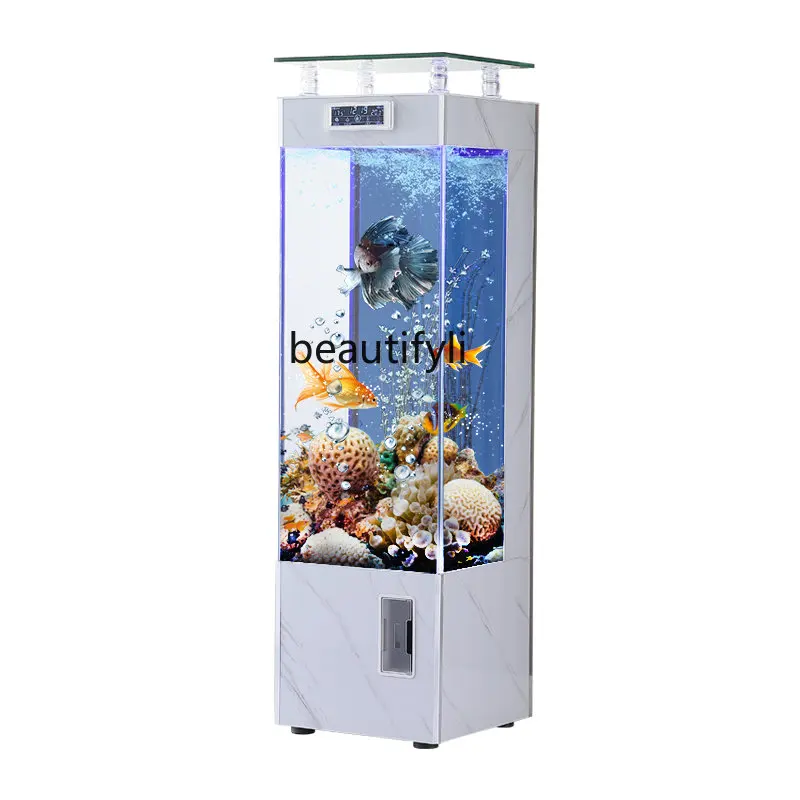 

Lazy Vertical Super White Glass Fish Globe Aquarium Living Room Small and Medium-Sized Home Floor Change Water