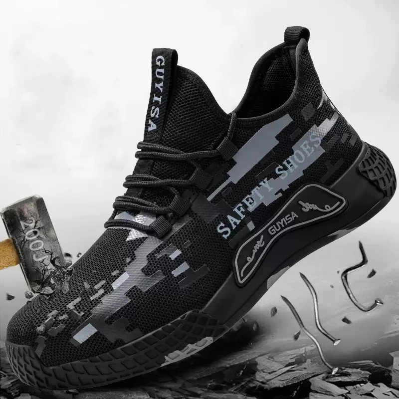 

Men's work shoes non-slip construction shoes men's work boots protective safety shoelaces steel toe cap stab-proof safety boots