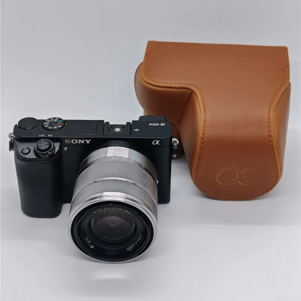 

Сумка для фотоаппарата, чехол из искусственной кожи для Sony A6300 A6400 A6000 A6100, 16-50 мм, чехол для объектива с ремешком