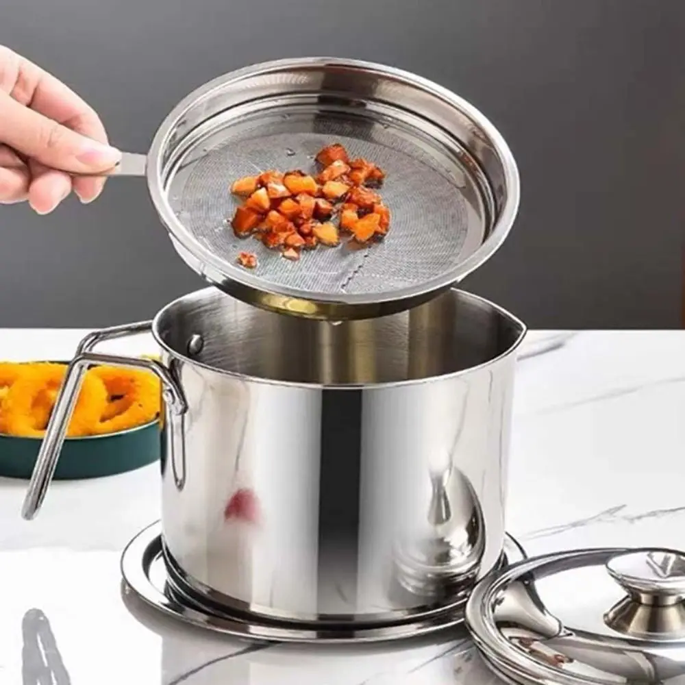 

1.3L/1.8L Oil Filter Pot Large Capacity Lard Strainer Cooking Oil Strainer Storage Container Grease Keeper Filter tank Kitchen