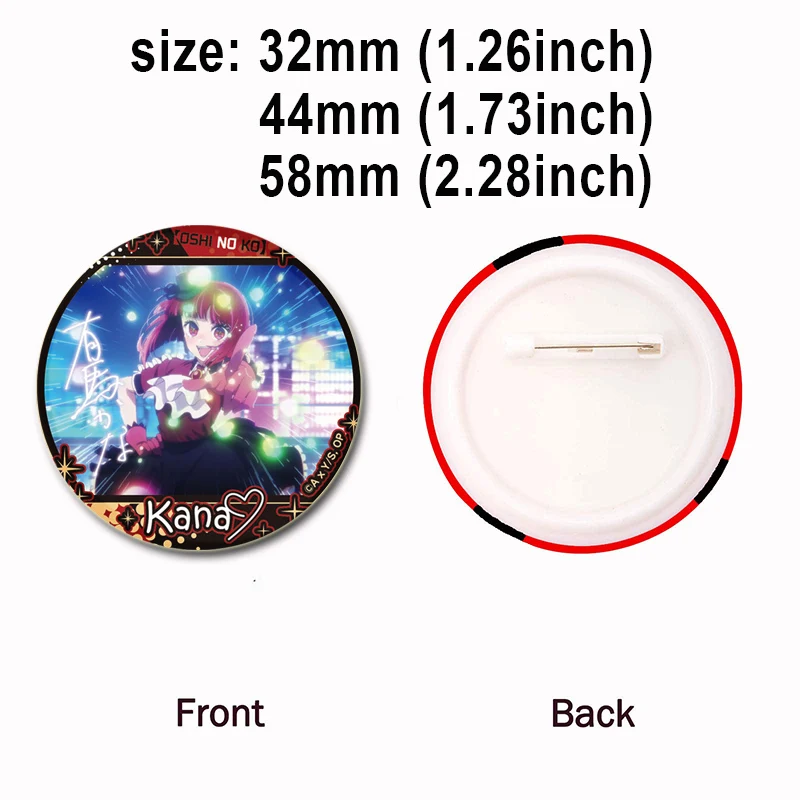 Ai Hoshino Akane Kurokawa Ruby Hoshino Badge Cartoon Anime Lapel Pin Cosplay Brooches for Gift Jewelry Clothes Backpack 44/58mm