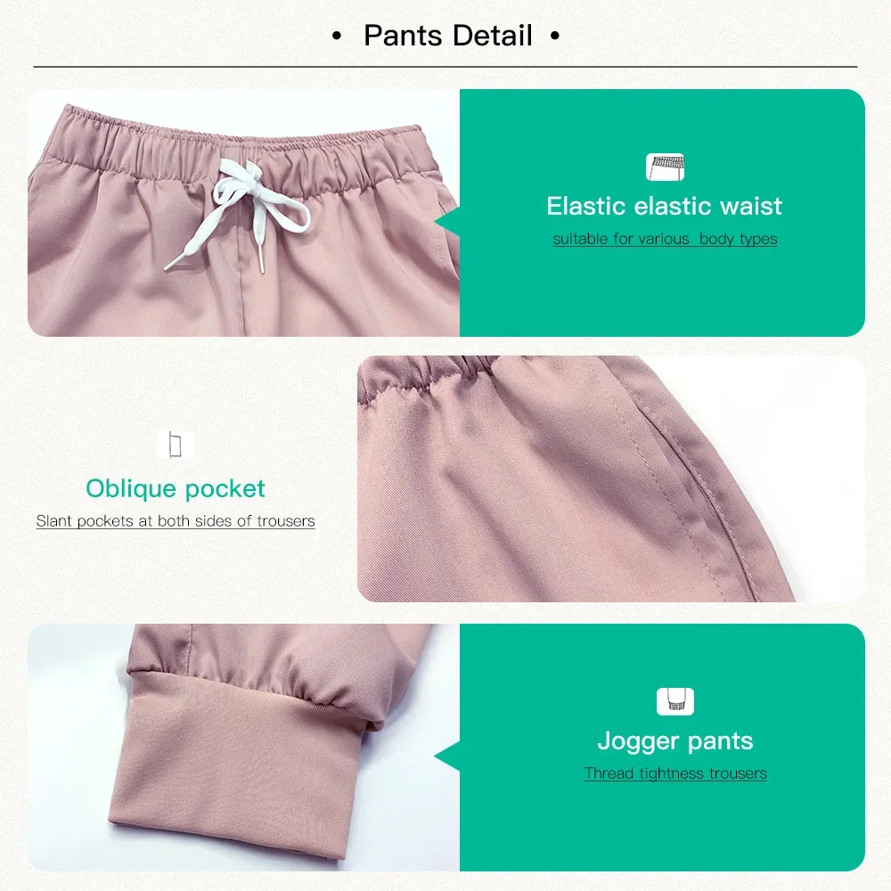 Clinic Scrub Tops+Jogger Pant Set Medical Uniform Women Hospital Doctor Work Clohtes Nurse Accessories Beauty Salon Spa Workwear