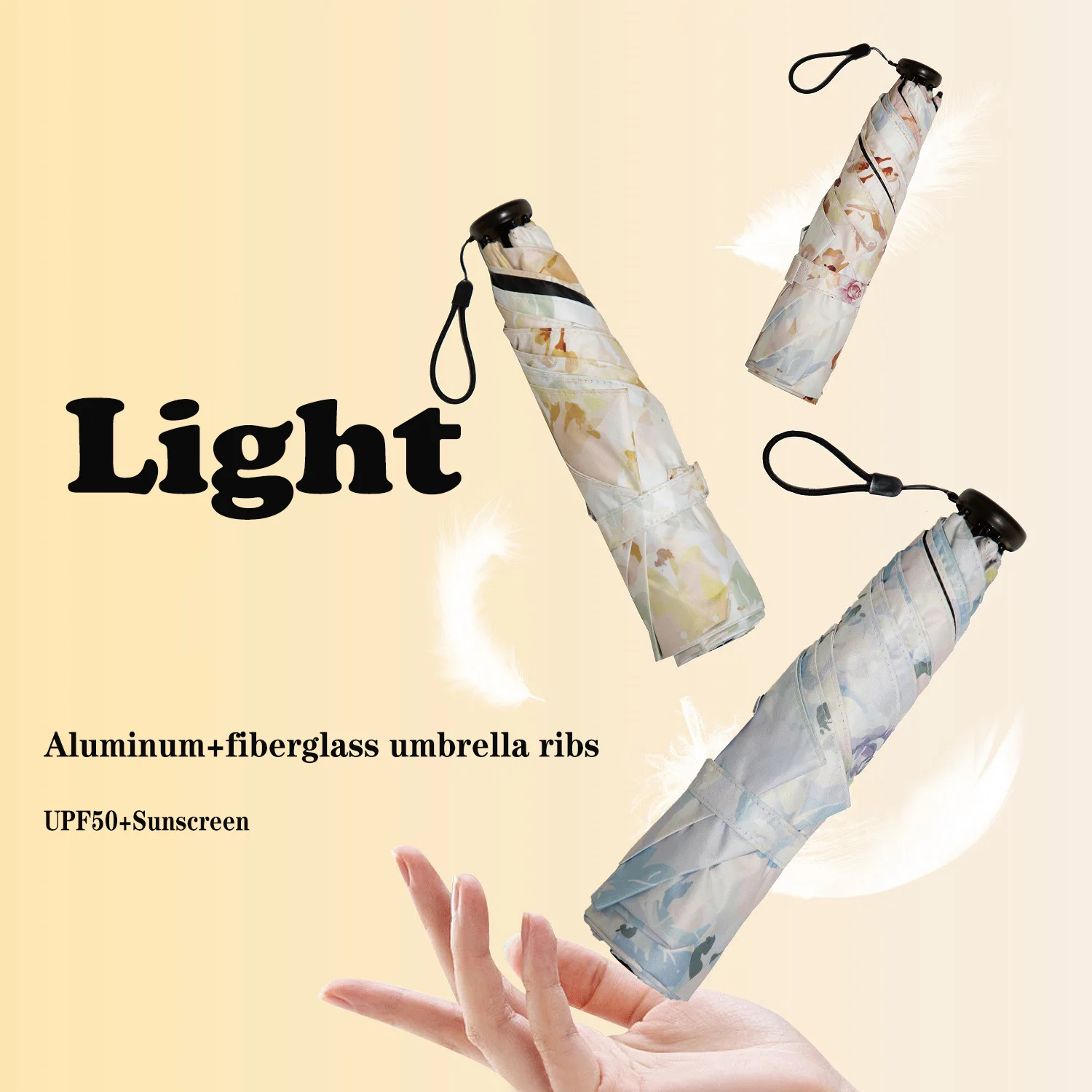 

Sunshade Umbrella Compact and Portable Feather Umbrella Black Rubber Anti UV Folding Sun Umbrella Ultra Light Sunny Umbrella