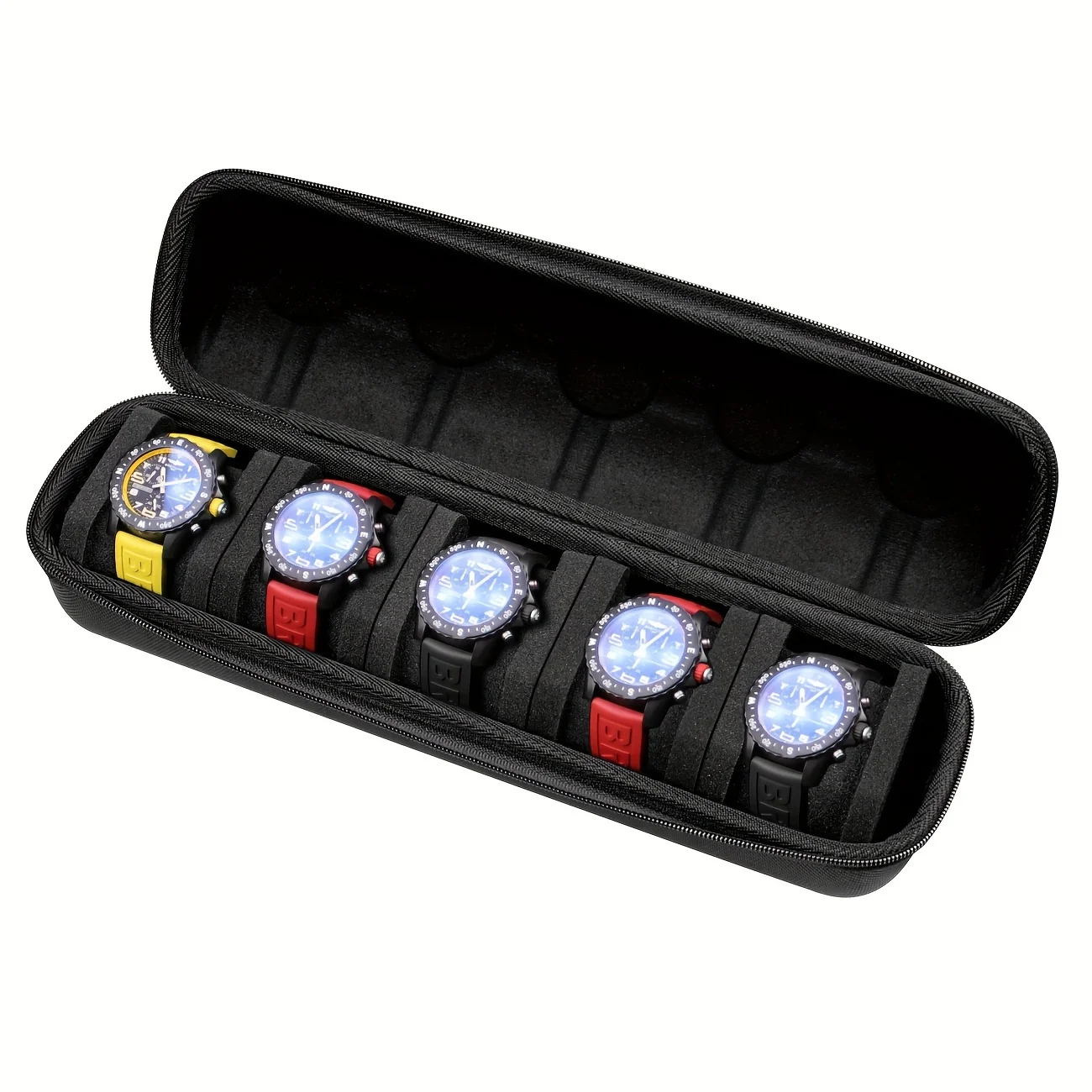 

Five-slot watch storage box, universal for both men and women, hard-shell watch organizer for portable storage of watches