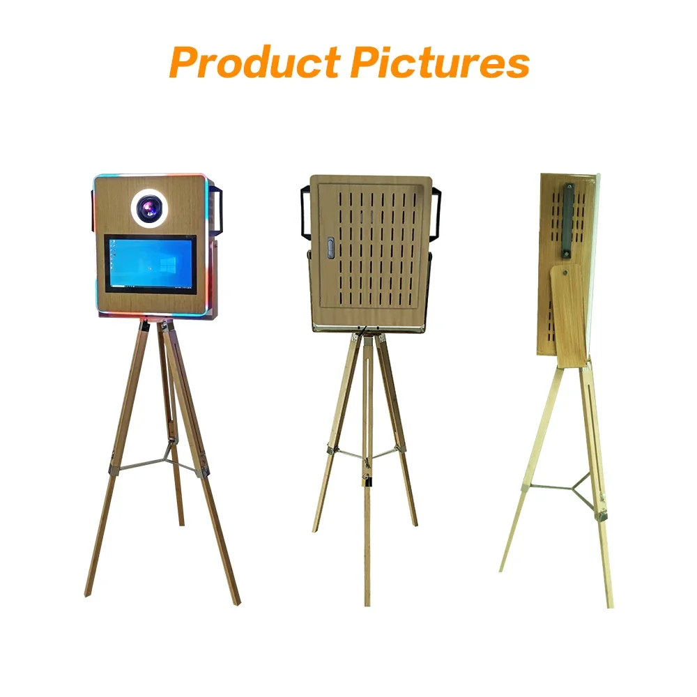 

New Fast Delivery Vintage Photo Booth Wooden Grain Photo Booth Photobooth Selfie Retro Photobooth With Printer And Camera
