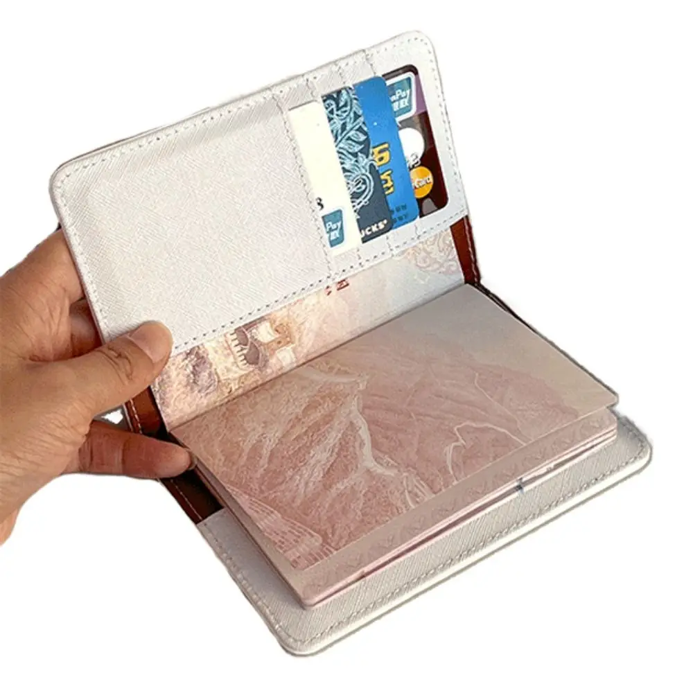 Cartoon Rabbit Passport Holder Pu Leather Multi-function Passport Cover Light-weight Rectangle Card Clamp Wallet Travel Outdoor