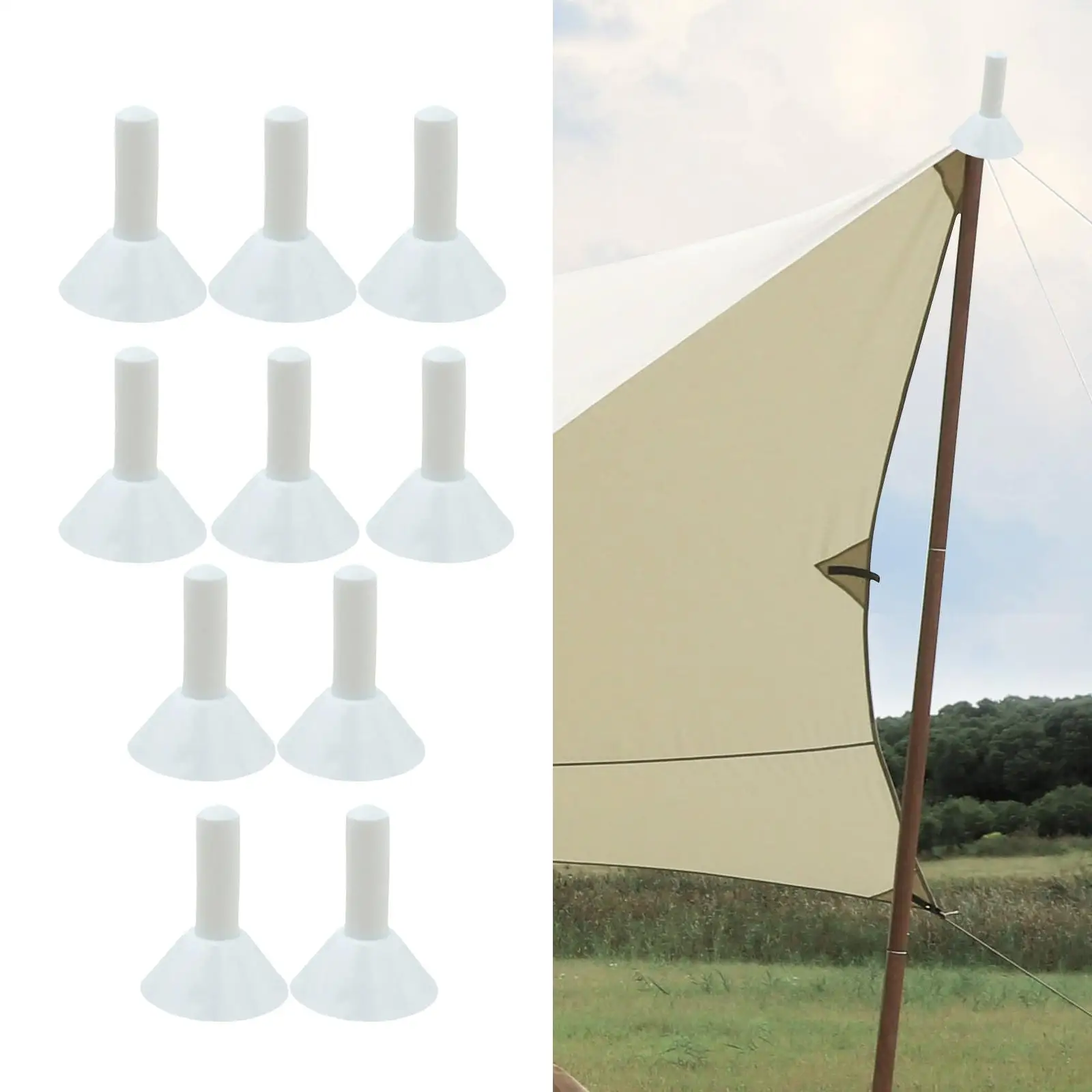 

10 Pieces Tent Poles Tips Protector Accessories Tarp Poles Tip Covers Lightning Caps for Outdoor Sports Hiking Awning Camping