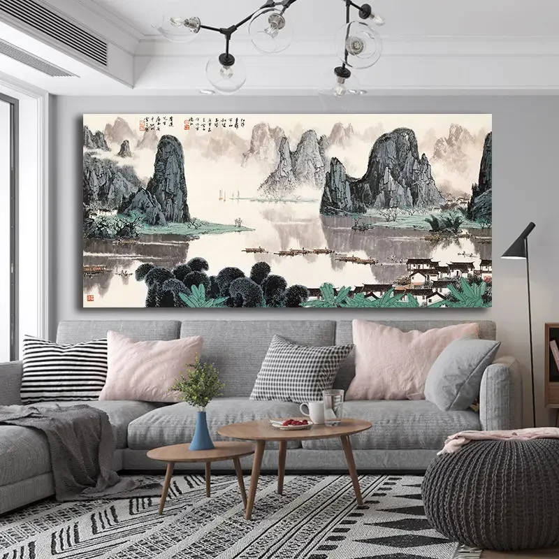 Multiple sizes 1pc frameless Large size Canvas Painting,Chinese Style Landscape Print Posters Wall Art Canvas Painting For Livin