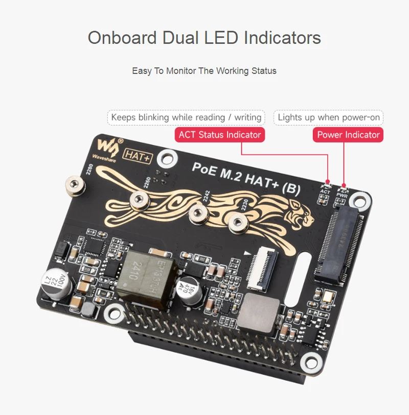 Raspberry Pi 5 PCIe To M.2 SSD HAT (B) Supports NVMe Protocol M.2 Solid State Drive High-Speed Reading For Raspberry Pi 5