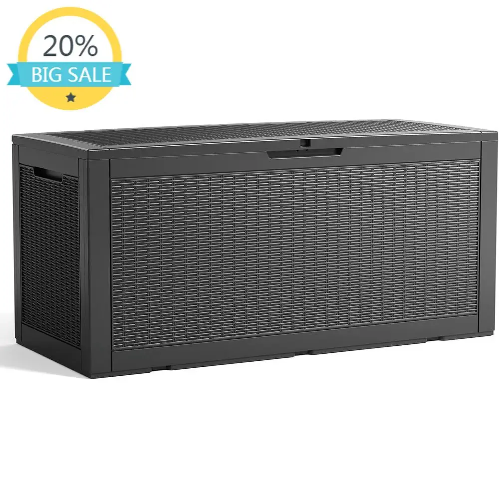 

Large 100 Gallon Resin Deck Box - Lockable Outdoor Storage for Cushions, Tools, and More in Black