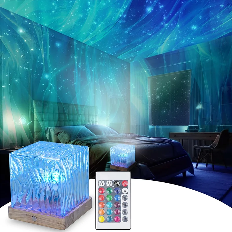 Ocean Wave Projector Light 16 Colors Midnight Aura Aurora Glow Lamp Home Office Bar Restaurant Underwater Projector Night Light