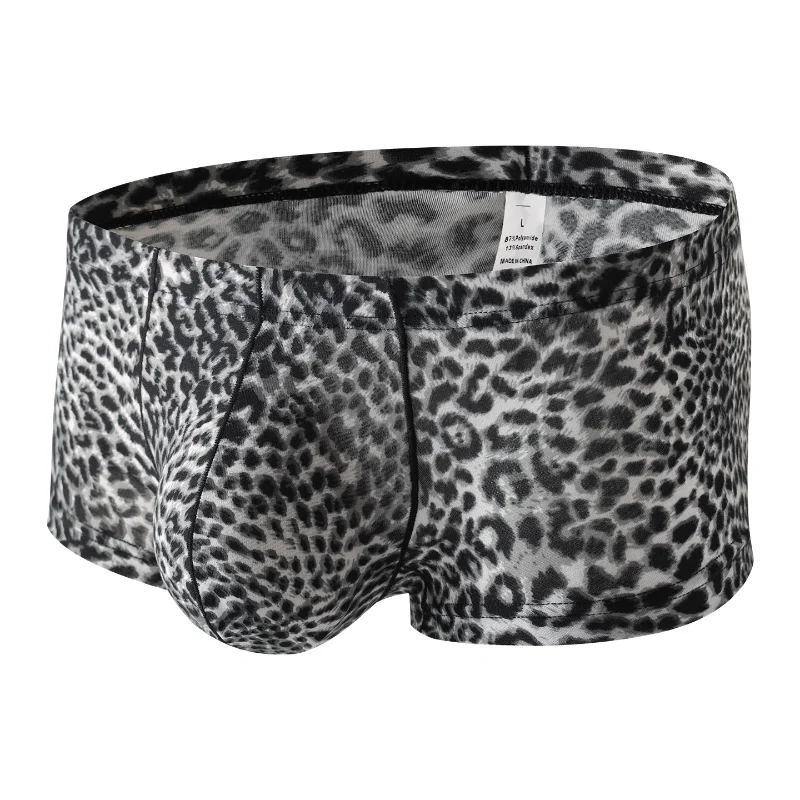 

Men's Boxers Leopard Printed Underwear Low Waist Sexy Tight Elastic Boxer Pouch Bulge Underpants Male Bikini Slip Homme