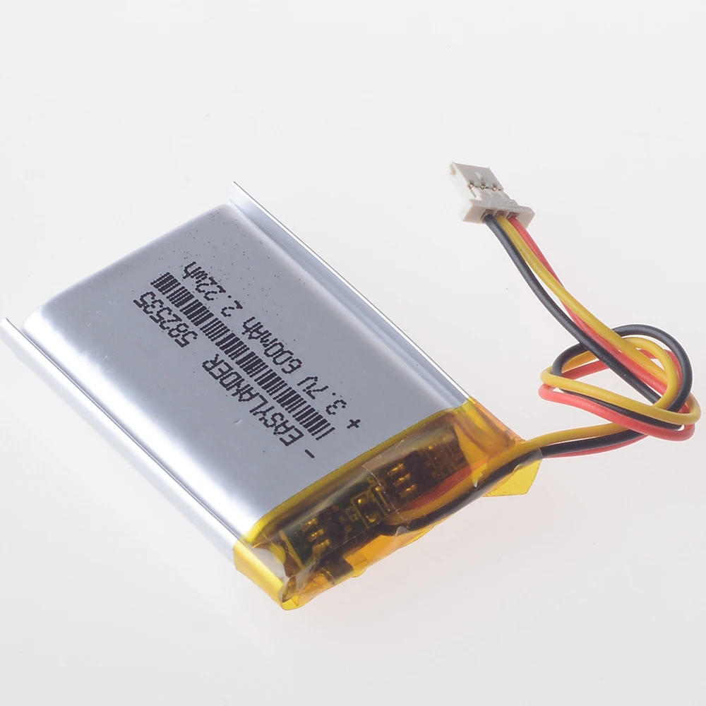 3,7V 600mAh 602535   Bateria Li-Polymer Li 3 Fios JST 3 pinos 51146 Conector 582535   Para carro DVR Gamera Dash Cam Sat Nav