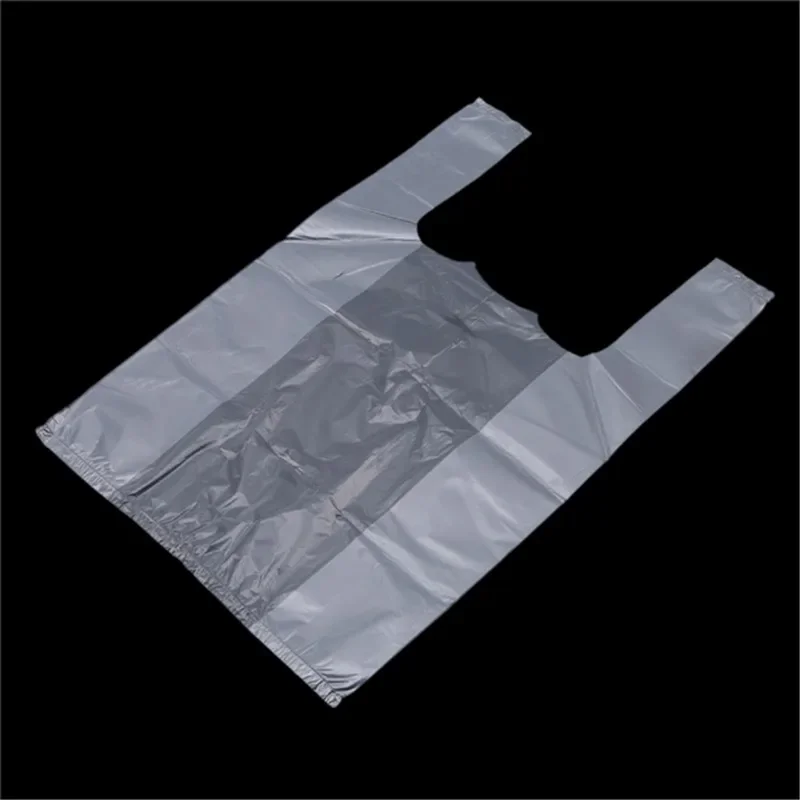 Kunststoff-Einkaufstasche, 100 Stück, transparente Einkaufstasche, Supermarkt-Plastiktüten mit Griff, Lebensmittelverpackung – Detail 10