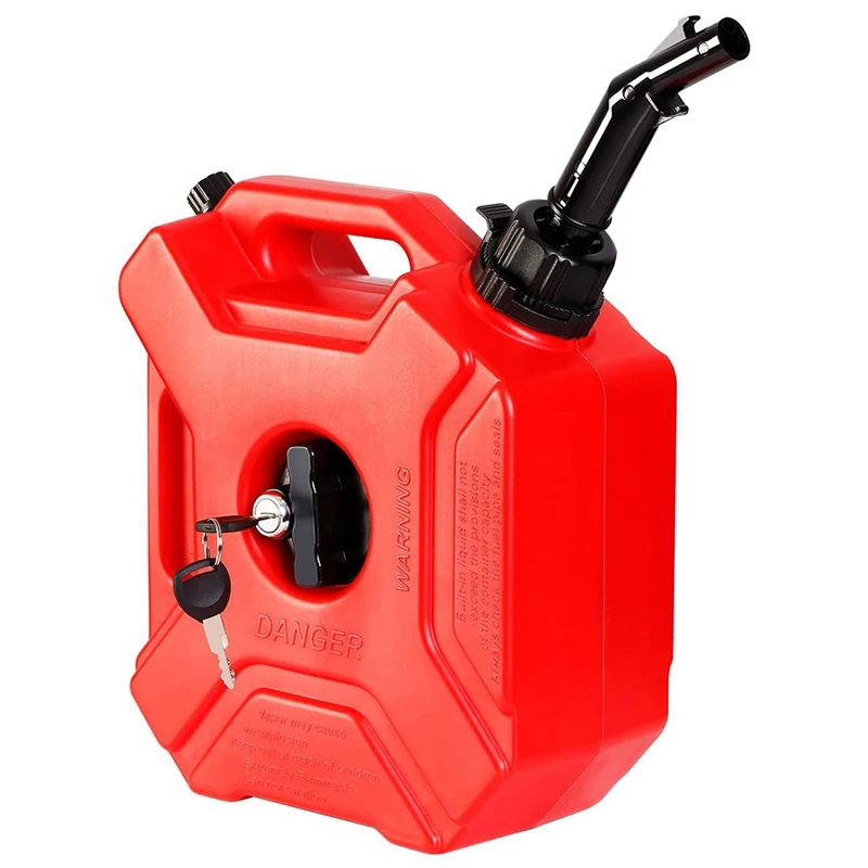 Red 5L Emergency Backup SUV Motorcycle Petrol Diesel Storage Gas Tank With Lock Motorcycle Portable Gas Fuel Tank Accessories