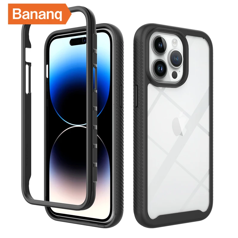 Bananq Full Body Armor Shockproof Phone Case For iPhone 16 15 14 13 12 Mini 11 Pro Max 6 7 8 Plus X XS XR Anti-slip Clear Cover