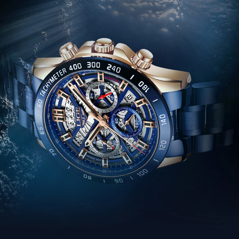 LIGE Orologio cavo creativo da uomo Moda Sport all'aria aperta Orologi da polso al quarzo da uomo Orologio militare impermeabile in acciaio inossidabile per uomo