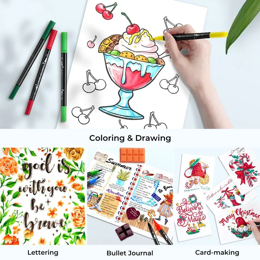 

Маркеры для взрослых, книжки-раскраски, 120 цветов, ручки-кисти, двойная кисть, ручки для рисования с тонким кончиком, маркеры-раскраски на водной основе для каллиграфии