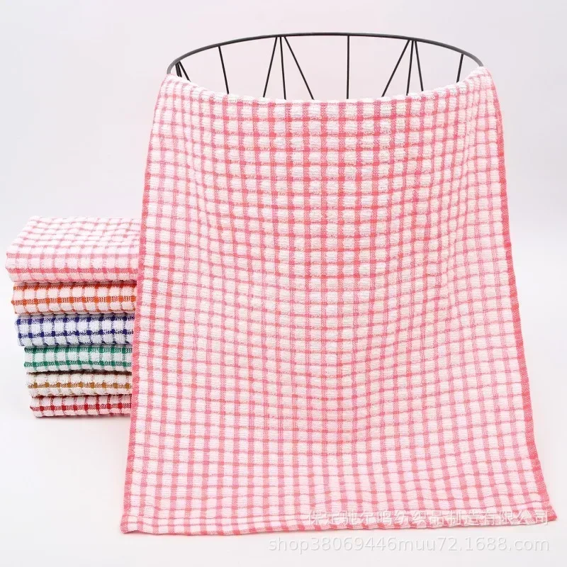 10Pcs Cotton Kitchen Tea Towels Absorbent Lint Free Catering Restaurant Plaid Cloth Dish Towels